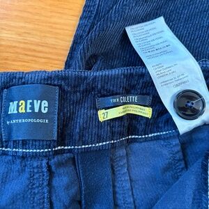 Anthropologie Colette Cropped Corduroy dark navy